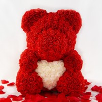 Luxe rozen beer in geschenk doos kleur rood LARGE